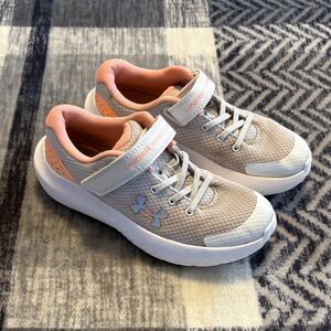 Under Armour Kids' Light Gray and Peach Sneakers